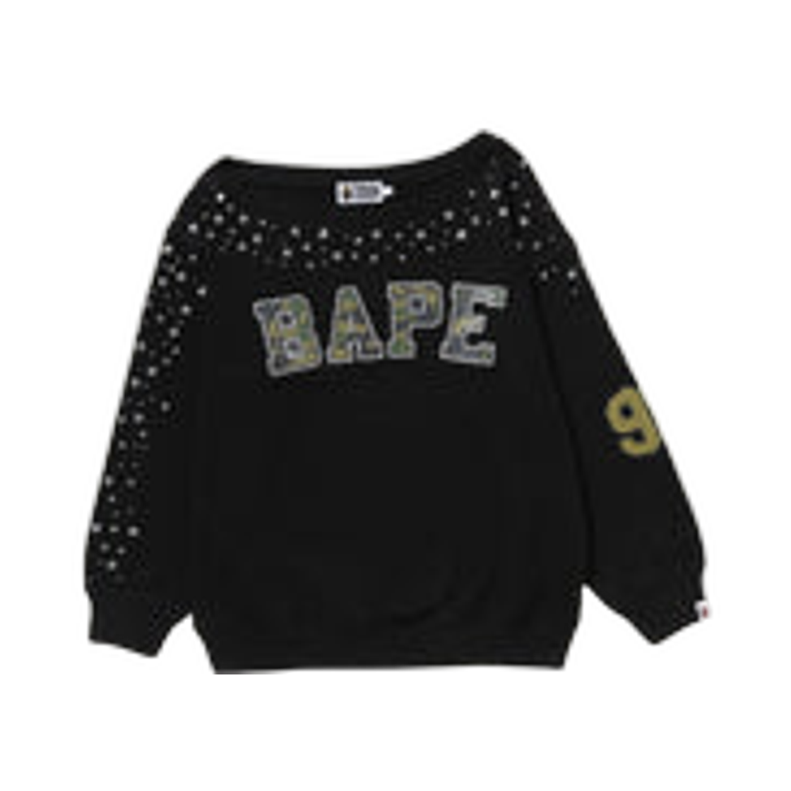 - (W) BAPE Multi Logo Stud Drop Shoulder Sweatshirt Black