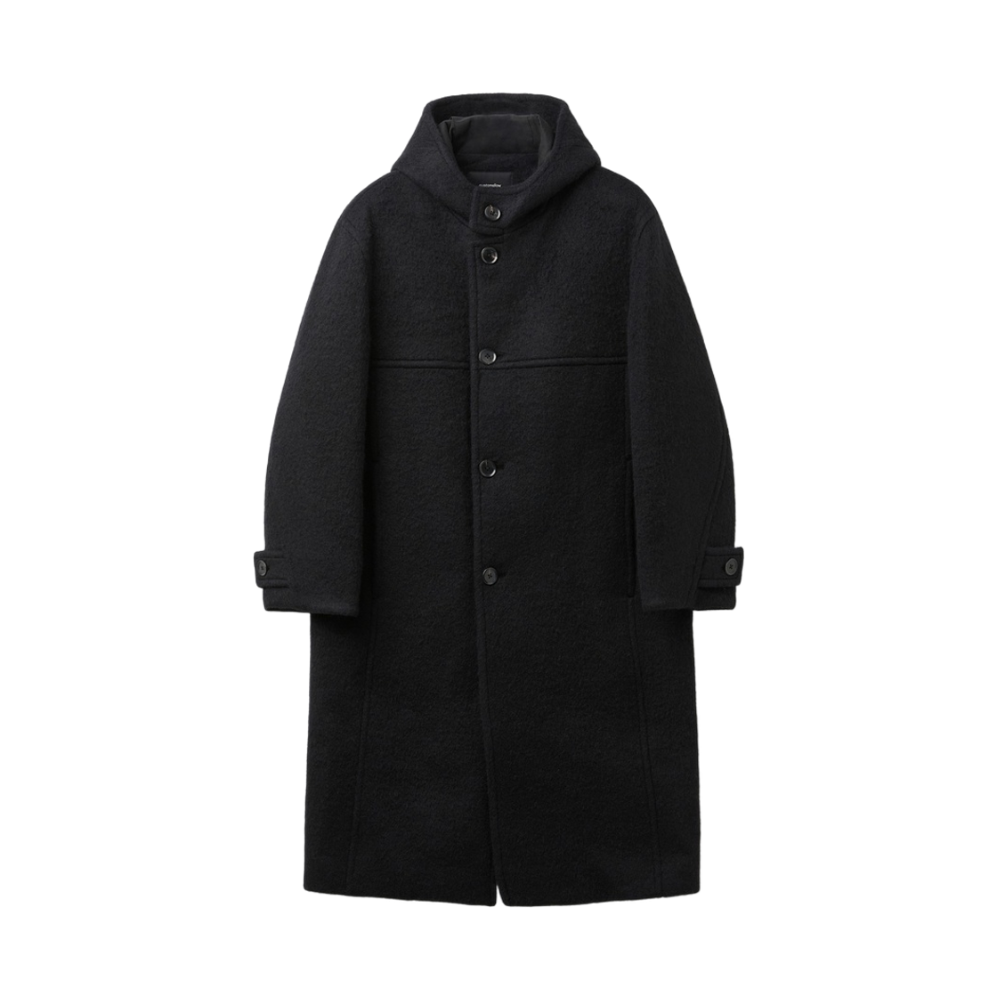 CWCAW26881BKX Customellow Alpaca-Wool Hooded Coat Black