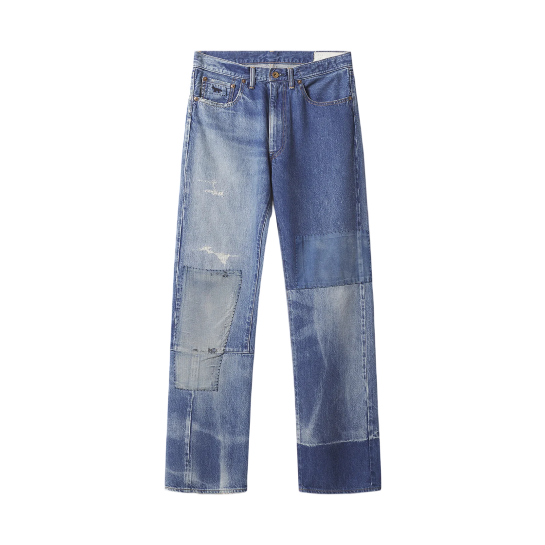 990010-P410 Maison Kitsune x Kuro Patchwork Denim Pants Light Blue