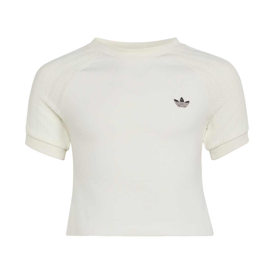 KR3925 (Kids) Adidas Originals Slim Knitted 3-Stripes T-Shirt Cloud White - KR Sizing