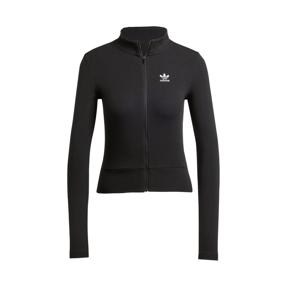 JD5905 (W) Adidas Originals Essentials Rib Full-Zip Track Top Black - US Sizing