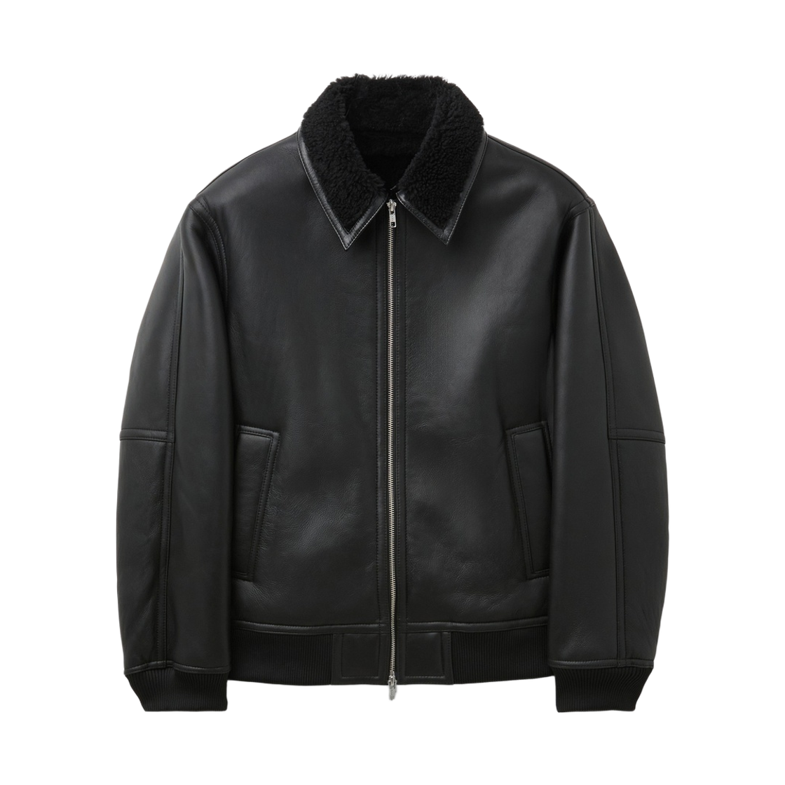 CWUDA26614BKX Customellow Lambskin Leather Shearling Jacket Black