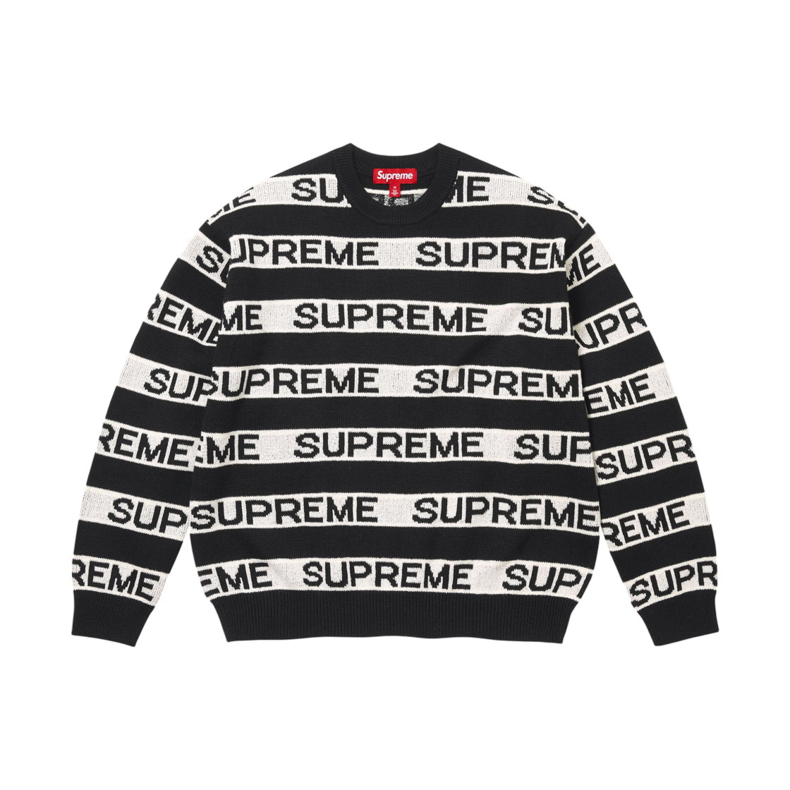 - Supreme Stripe Logo Sweater Black - 26FW