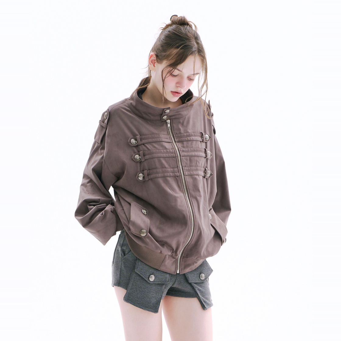 아크메서드 스트레치 버튼 포켓 쇼츠 - 그레이(ARCMETHOD Stretch Button Pocket Shorts - Grey) - 3