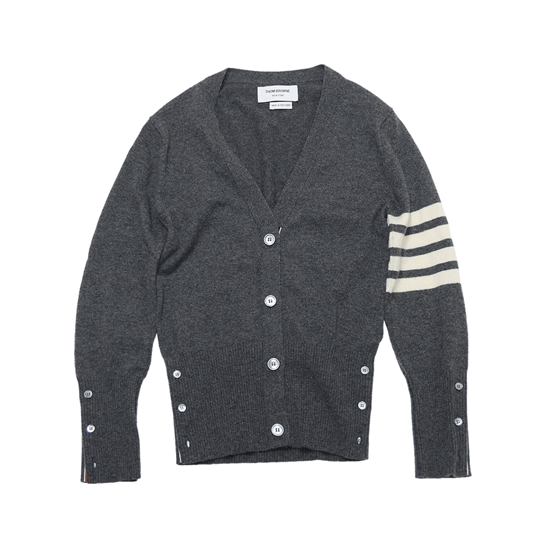 ITG82IHE7UJI Thom Browne Cashmere Asymmetric V Neck Cardigan