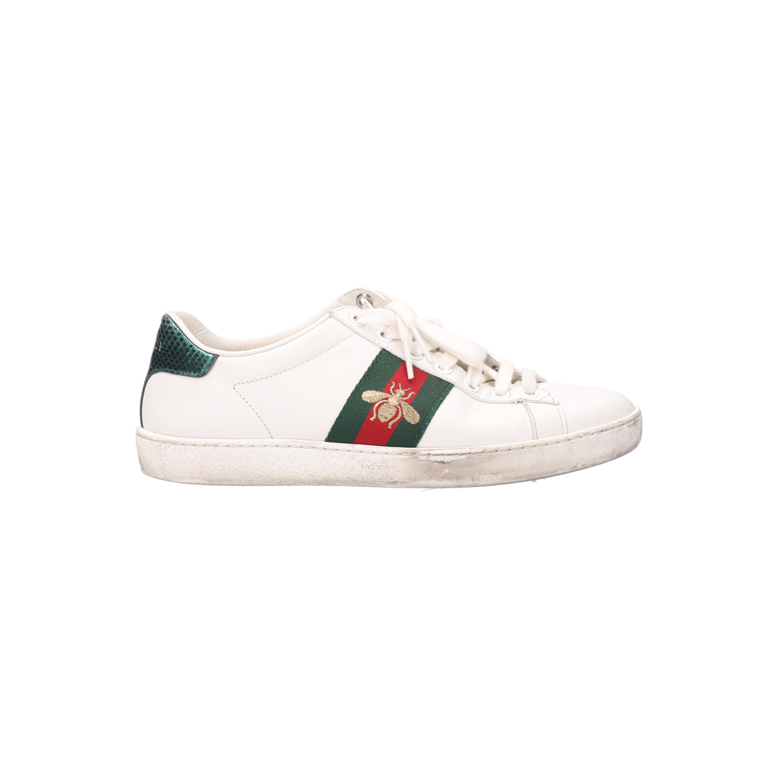 ITTR89ITHAPC Gucci Ace Bee Embroidered Sneakers Leather White