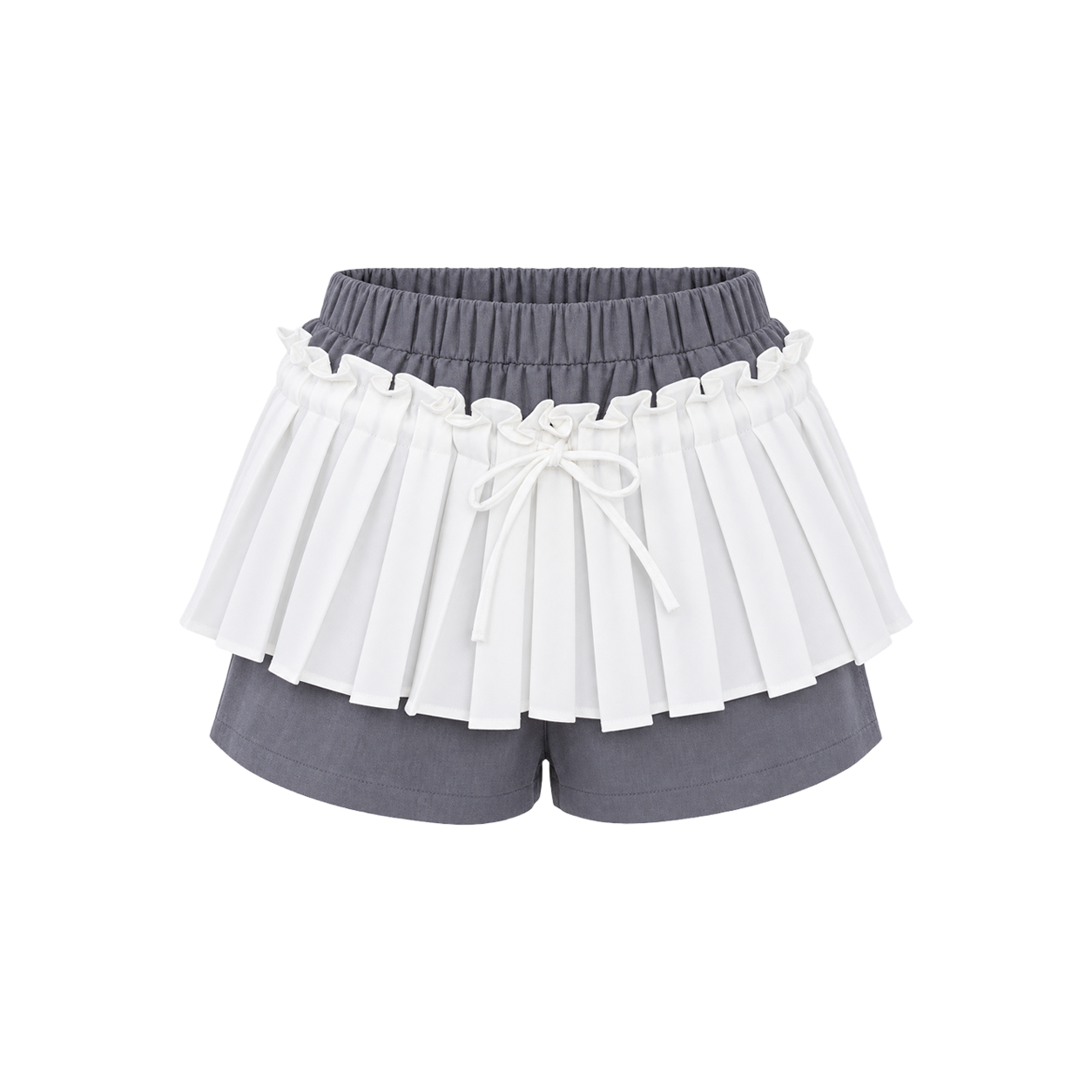 아크메서드 프릴 플리츠 스커트 팬츠 - 화이트 & 그레이(ARCMETHOD Frill Pleated Skirt Pants - White & Grey)