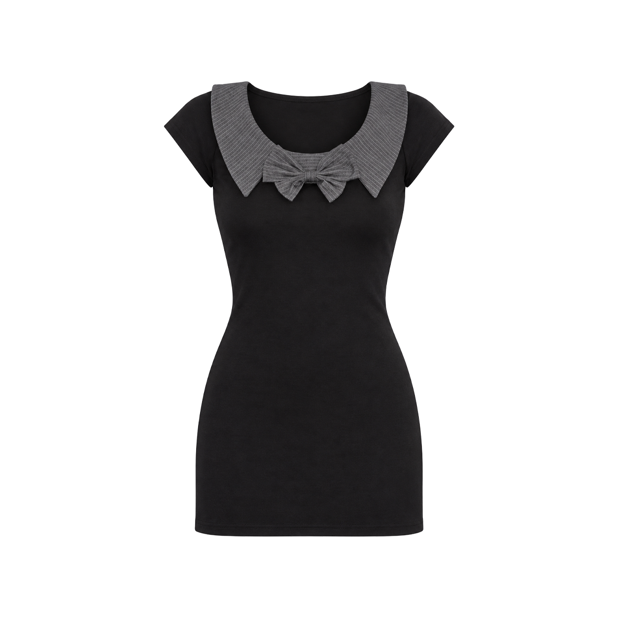 아크메서드 레이어드 카라 리본 미니 드레스 - 블랙(ARCMETHOD Layered Collar Ribbon Mini Dress - Black) - 1