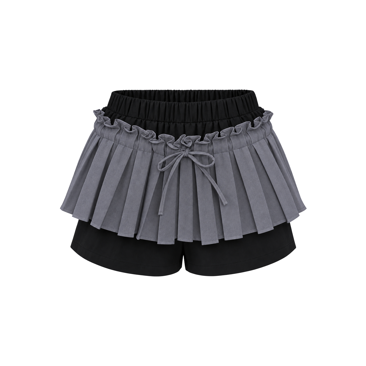 아크메서드 프릴 플리츠 스커트 팬츠 - 그레이 & 블랙(ARCMETHOD Frill Pleated Skirt Pants - Grey & Black)