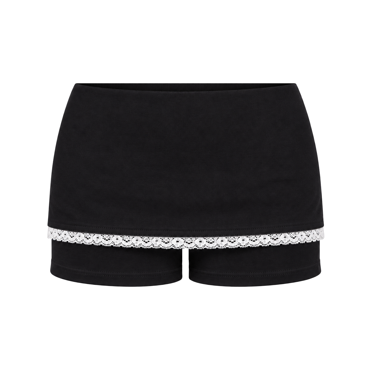 아크메서드 레이스 트림 스커트 팬츠 - 블랙(ARCMETHOD Lace Trim Skirt Pants - Black) - 1