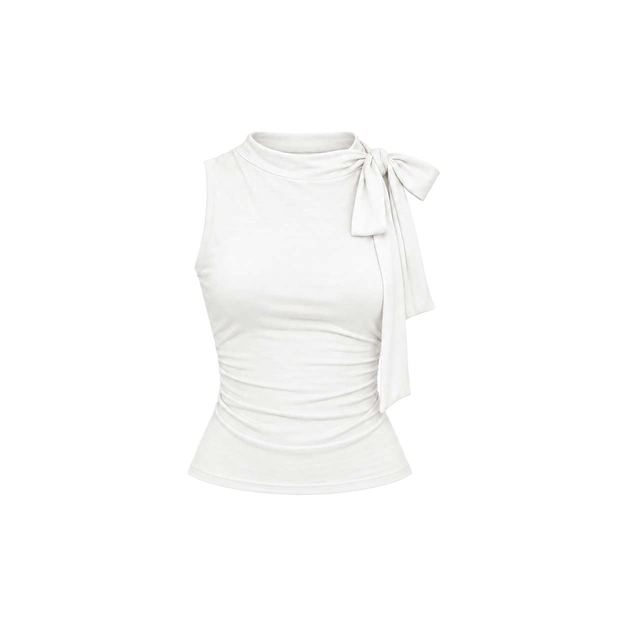 아크메서드 셔링 스카프 타이 슬리브리스 탑 - 화이트(ARCMETHOD Shirred Scarf Tie Sleeveless Top - White)
