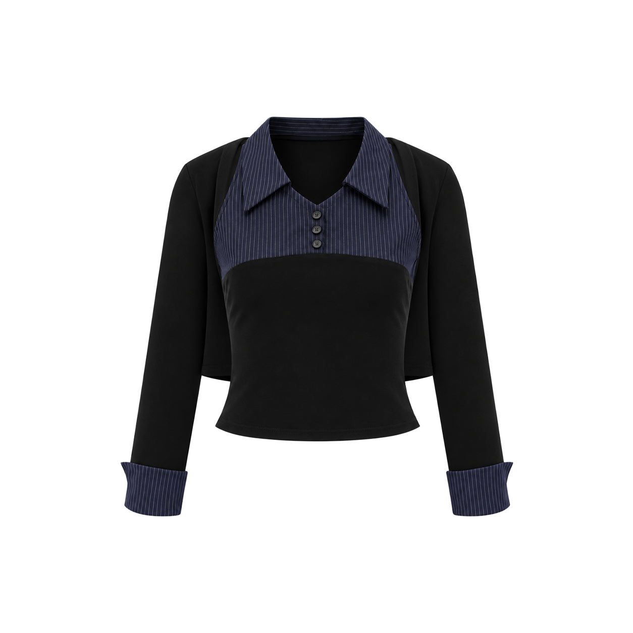 아크메서드 레이어드 슬리브리스 탑 앤 볼레로 세트 - 네이비(ARCMETHOD Layered Sleeveless Top & Bolero Set - Navy)