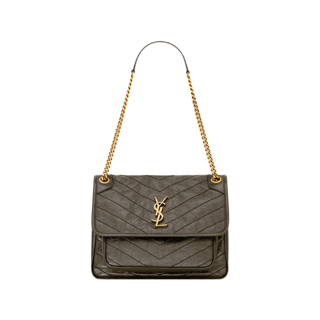 633184-0EN07-3212 Saint Laurent Niki Medium in Vintage Leather Light Musk