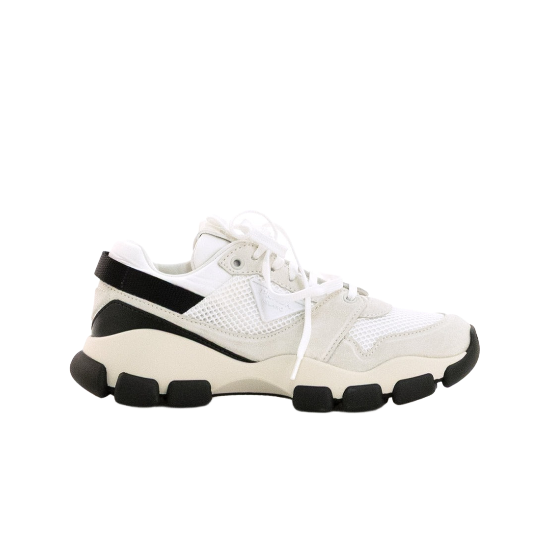 1E506O-3KU1-F0009 (W) Prada Mesh Fabric and Suede Sneakers White