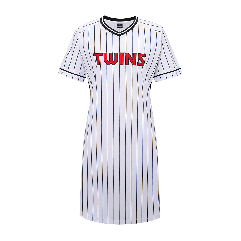 LD265UPTOP001 LG TWINS Collection Striped Dress WHITE