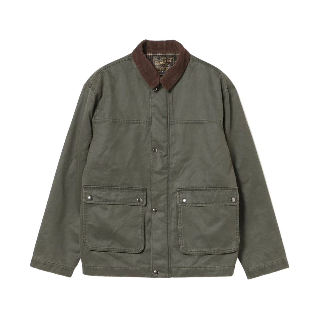 42-18-0115-639 Beams Heart Collar Cord Faded Blouson Olive