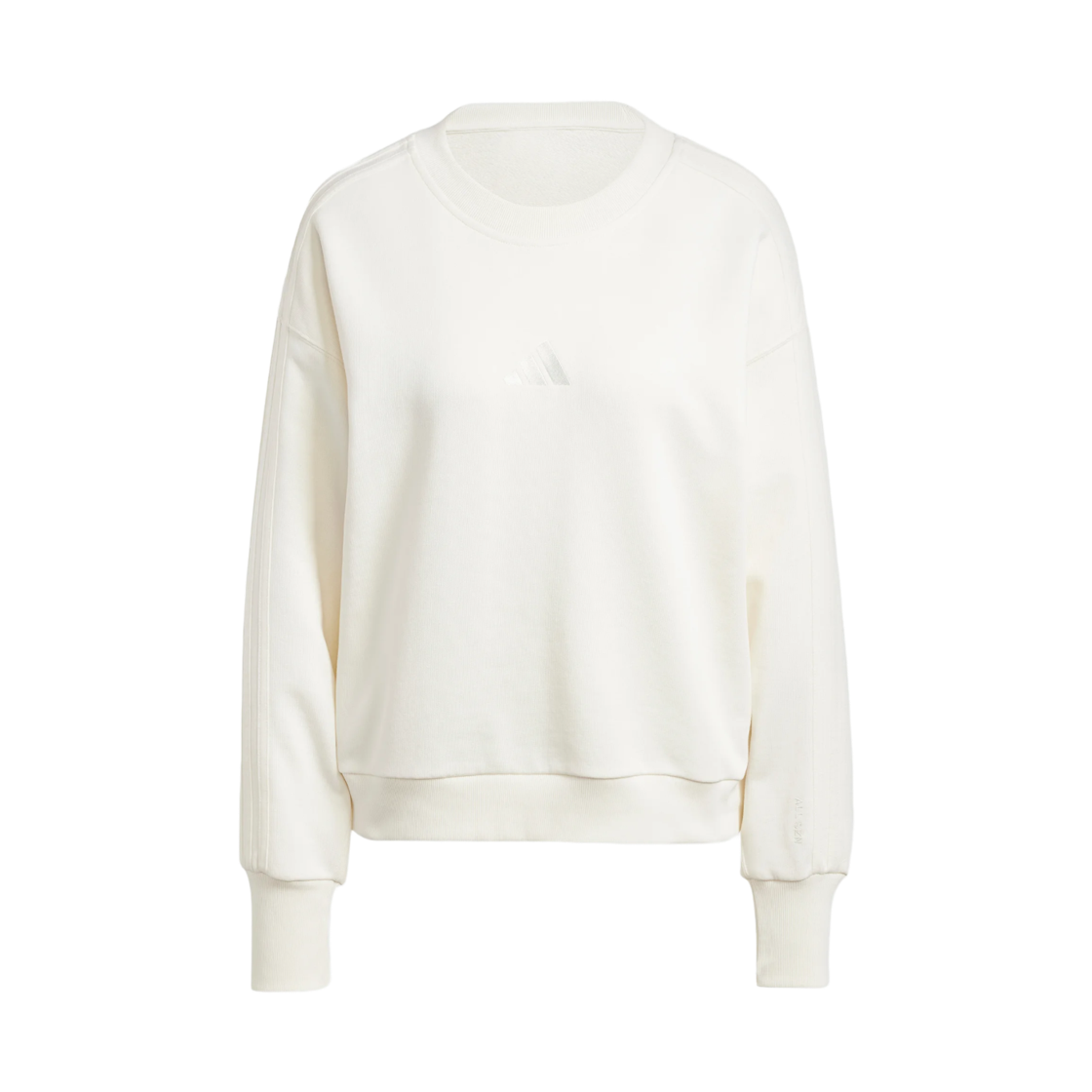 IW1132 (W) Adidas All SZN French Terry 3-Stripes Loose Sweatshirt Off White - KR Sizing