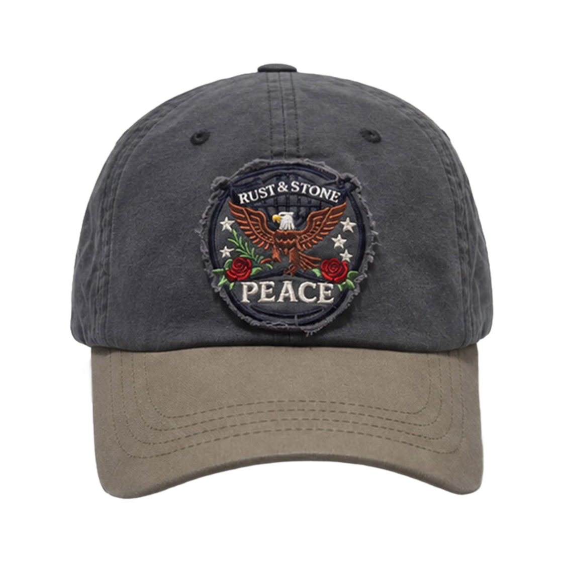 RSFW019BR Rust And Stone Peace Eagle Emblem Ball Cap Black/Brown