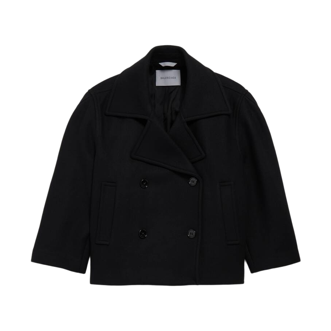 A009LUTUU371000 (W) Balenciaga Short Cocoon Coat Black