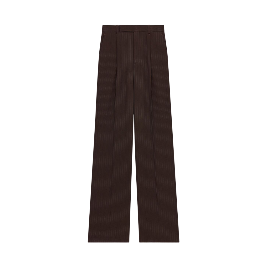A007RM-Y4L31-2084 (W) Saint Laurent Pants in Chalk Stripe Crepe Marron Beige