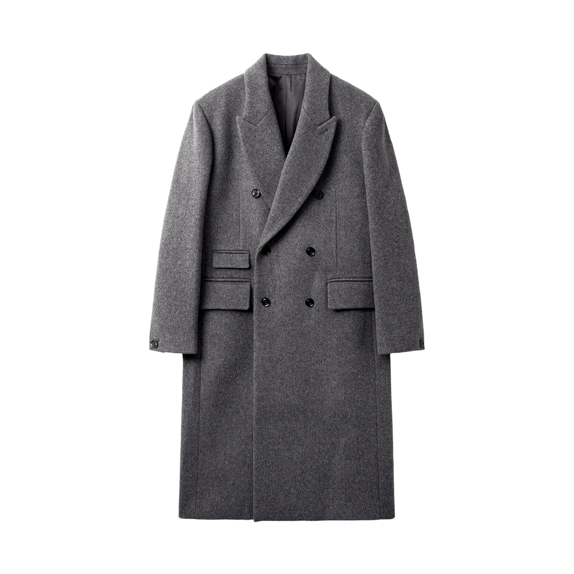 YPA26AWCO01CC YOUCHE PRET A PORTER SI Double Breasted Coat Melange Charcoal