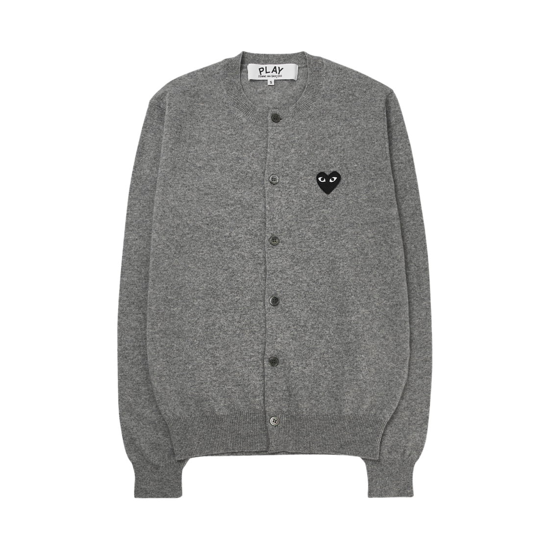플레이 꼼데가르송 블랙 하트 니트 가디건 그레이(Play Comme des Garcons Black Heart Knit Cardigan Grey)