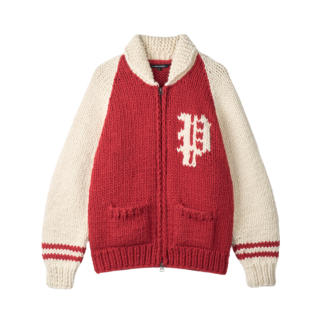 PRAN-2604_copy Partimento Reworks [Handmade] Wool Knit P Cowichan Zip Up_Vintage Red