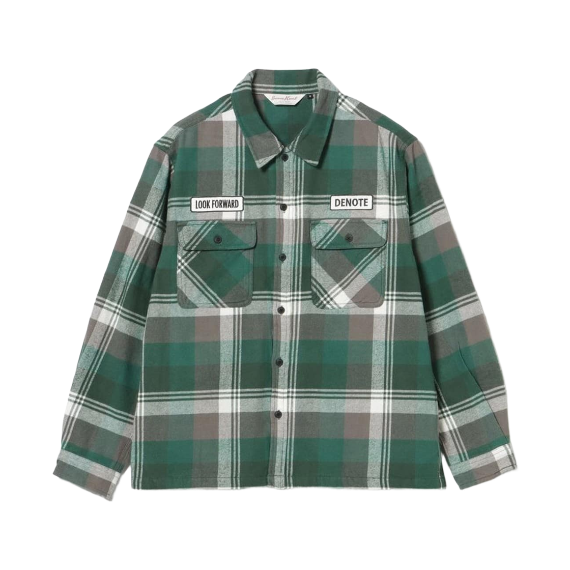 42-11-0109-147 Beams Heart Flannel Check Work Shirt Green