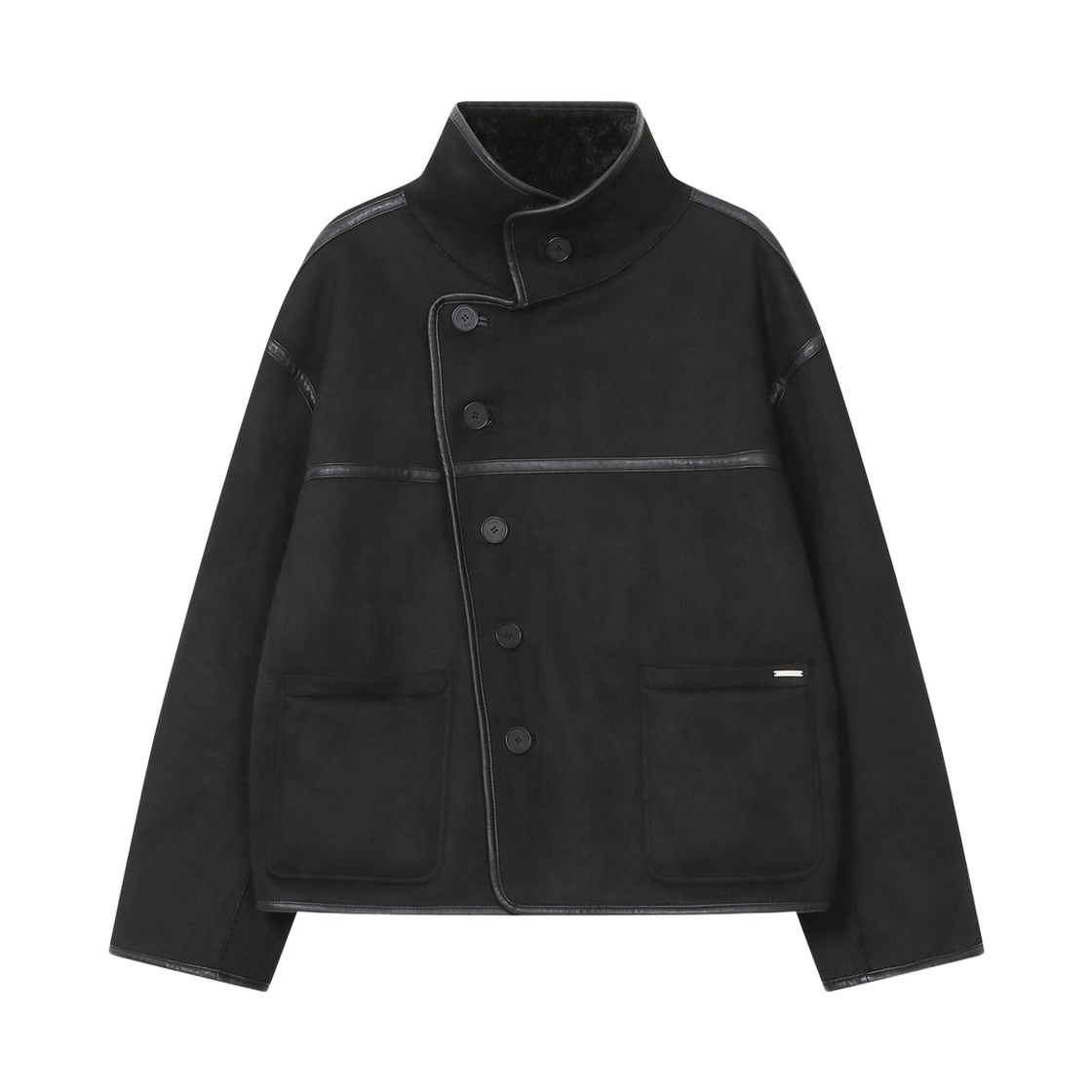 (W) 미세키서울 x 송이송이 다이애그널 리버시블 시어링 자켓 블랙((W) Miseki Seoul x Song E Song E Diagonal Reversible Shearing Jacket Black) - 3