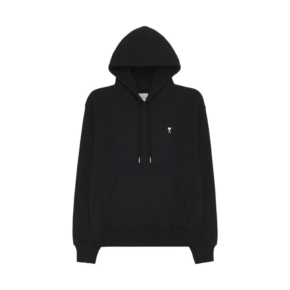 아미 블랙 코튼 아미 드 하트 후드 블랙 화이트 크림(AMI Black Cotton Ami De Coeur Hoodie Black White Cream)