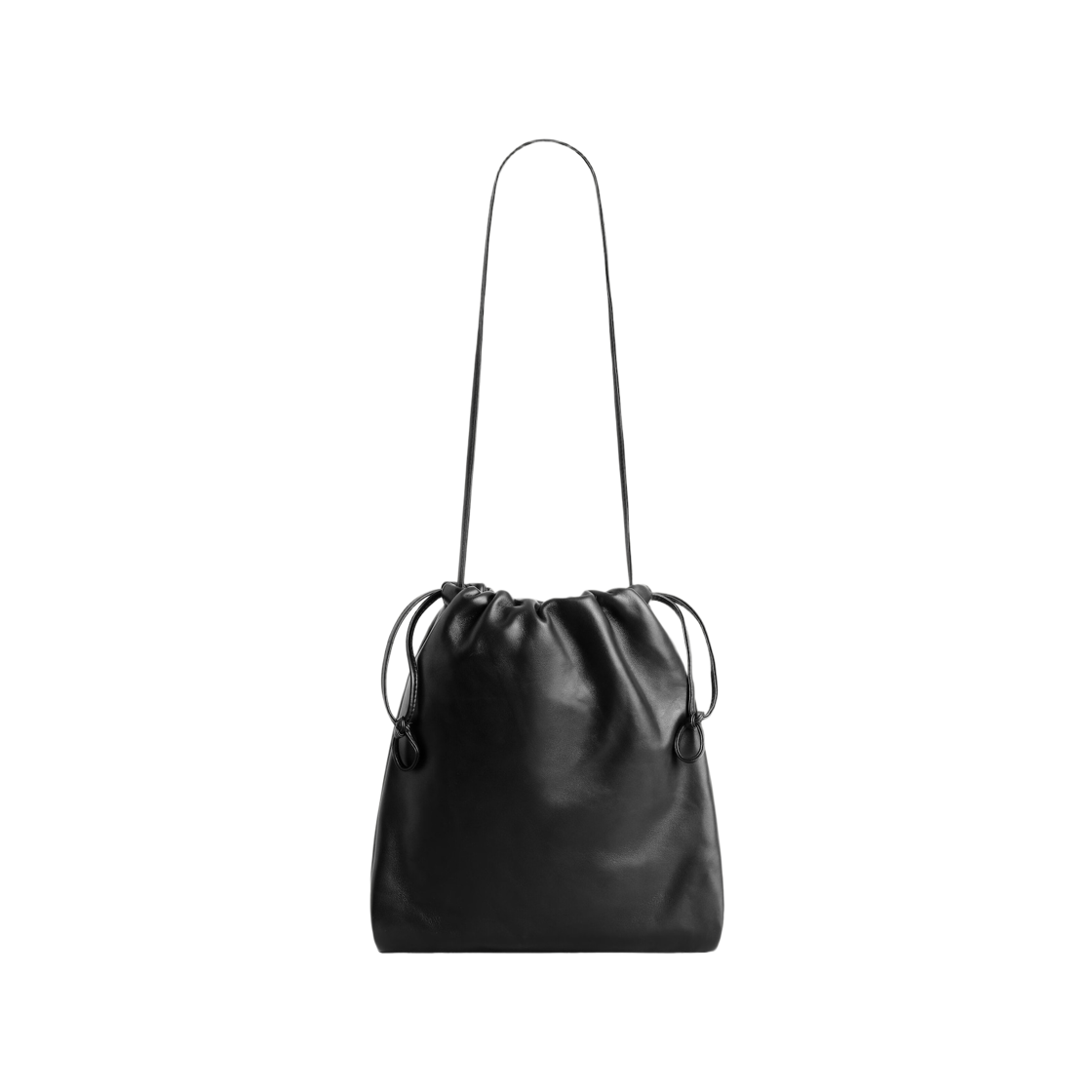 1356567001 COS Drawstring Leather Crossbody Bag Black