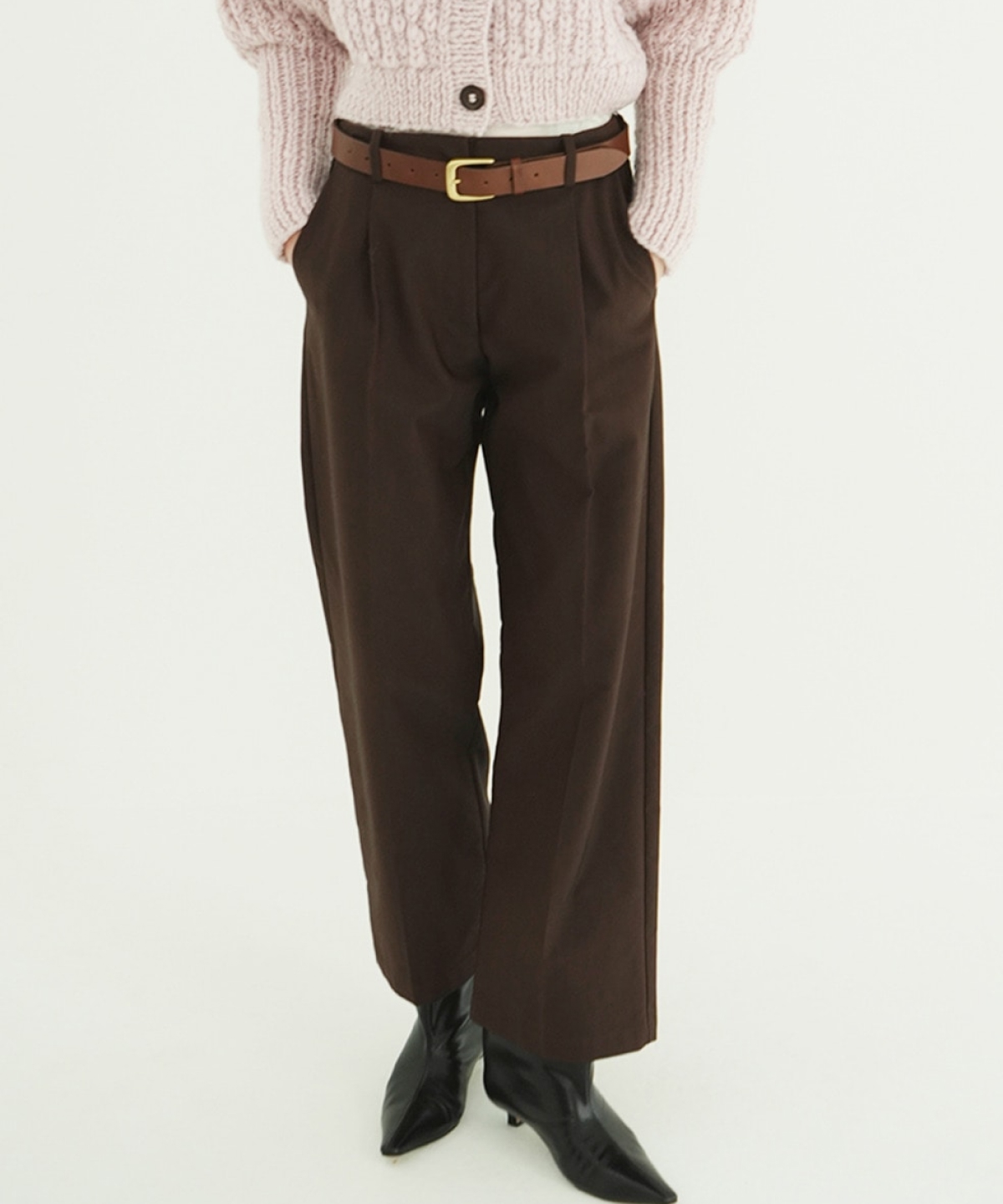 클라네 로우 웨이스트 턱 스트레이트 팬츠(CLANE Low Waist Tuck Straight Pants) - 4