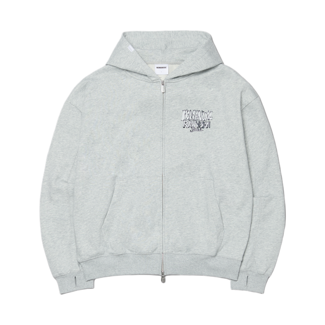 NMWF62HD15MLG NOMANUAL Raw Stroke Hooded Zip-Up Melange