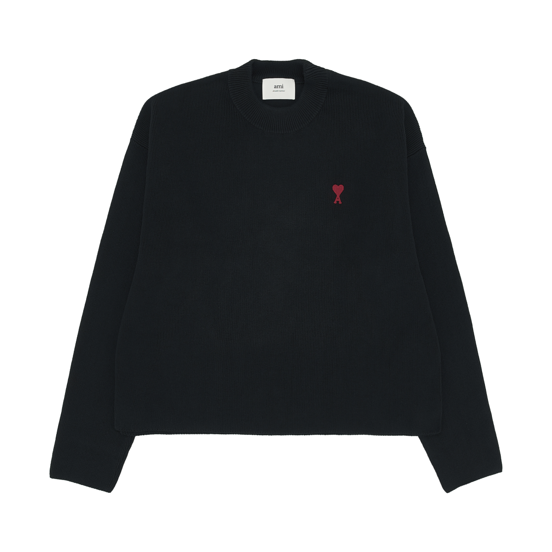 UKS046-KN0042-001 AMI de Coeur Ribbed Crewneck Black