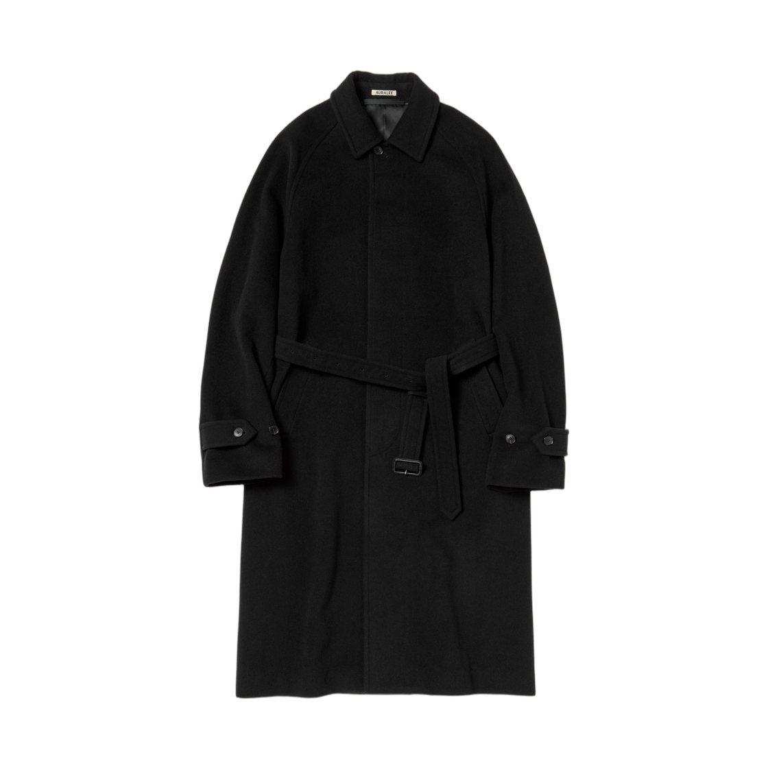 A26AC01WM Auralee Super Fine Wool Mosser Soutien Collar Coat Black - 26AW