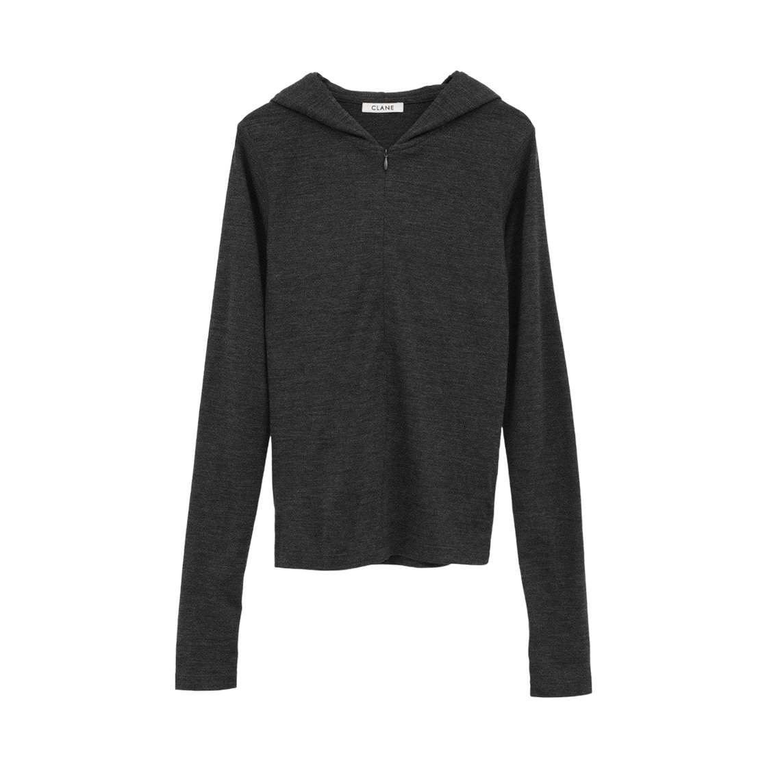 11105-1173 CLANE Half Zip Wool Hooded Tops