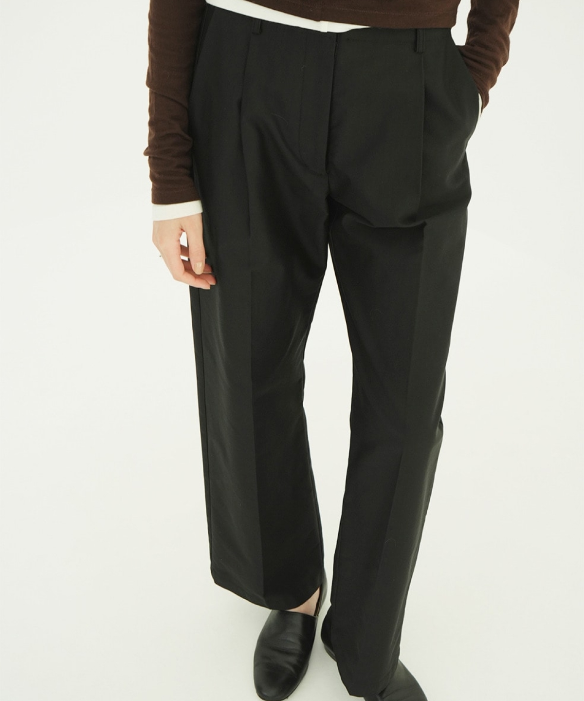 클라네 로우 웨이스트 턱 스트레이트 팬츠(CLANE Low Waist Tuck Straight Pants) - 2