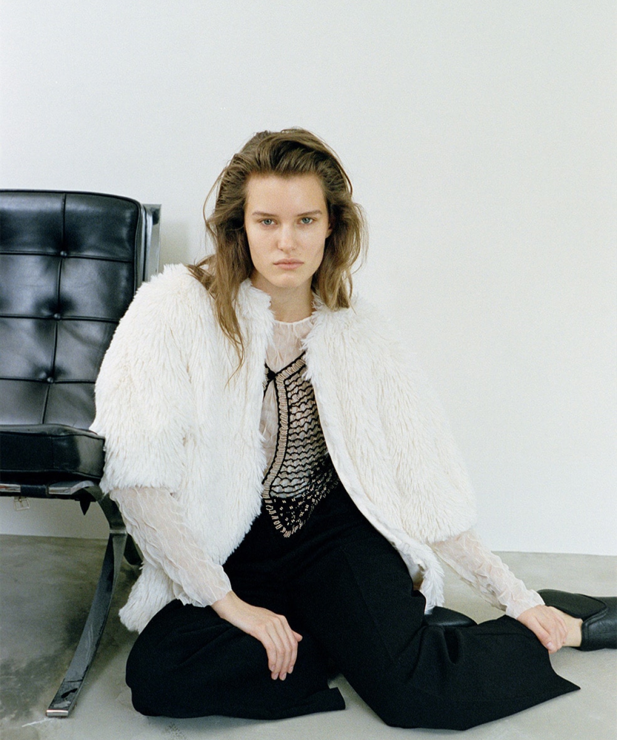 클라네 하프 슬리브 페이크 퍼 재킷(CLANE Half Sleeve Fake Fur Jacket) - 3