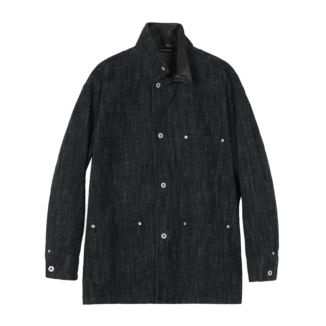 PR-26368
BK Partimento Reworks Leather Collar Wool Denim Coverall Coat Black
