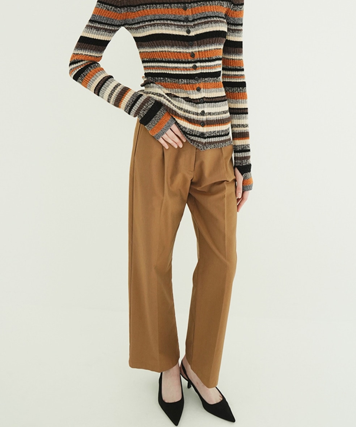 클라네 로우 웨이스트 턱 스트레이트 팬츠(CLANE Low Waist Tuck Straight Pants) - 6