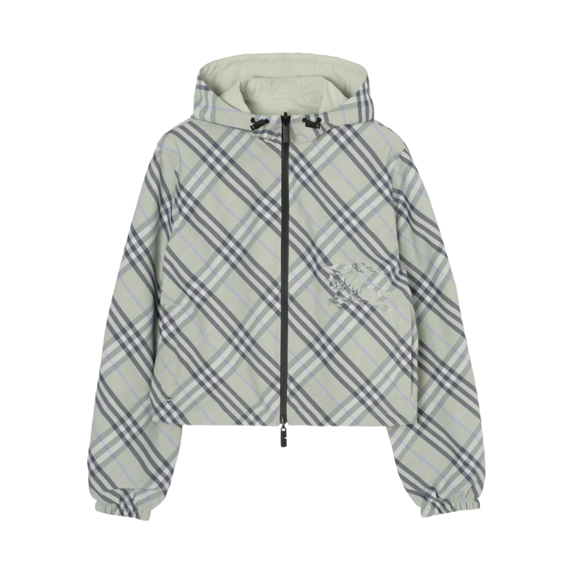 8118204 (W) Burberry Cropped Reversible Check Jacket Seafoam Green