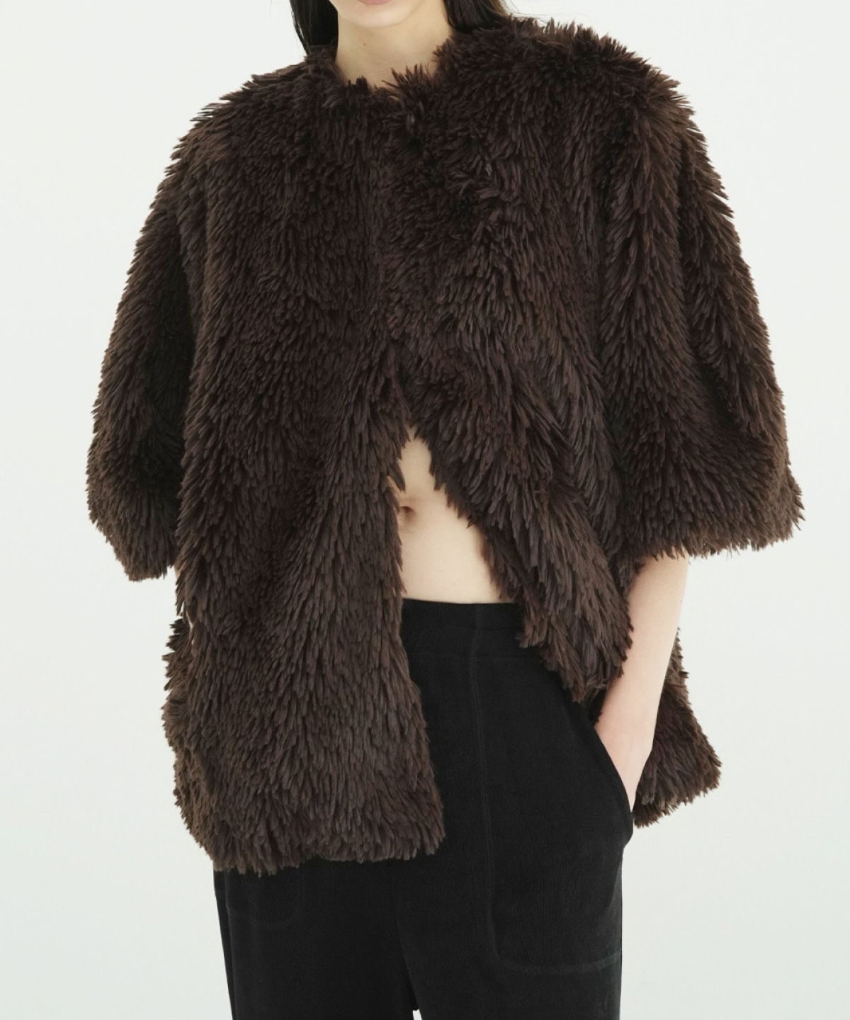클라네 하프 슬리브 페이크 퍼 재킷(CLANE Half Sleeve Fake Fur Jacket) - 2