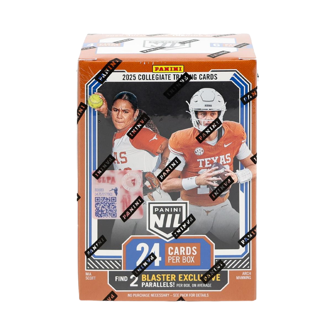 파니니 2025 텍사스 롱혼스 NIL 트레이딩 카드 블래스터 박스 (6팩)(Panini 2025 Texas Longhorns NIL Trading Card Blaster Box (Pack of 6)) - 1