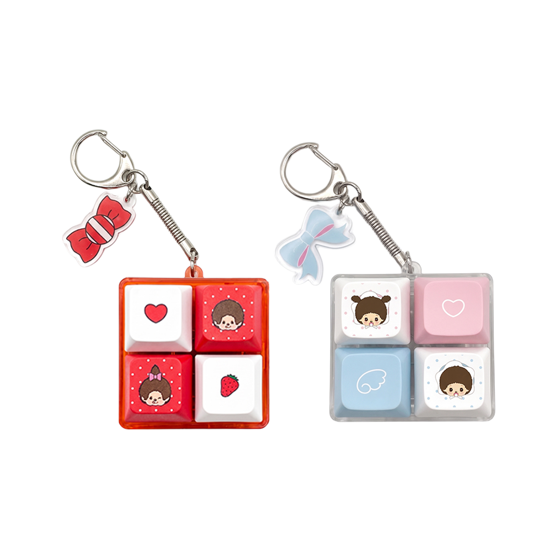 로이체 몬치치 커스텀 포인트 LED 4구 키캡 키링(Royche Monchhichi Custom LED Light-Up 4 Keycap Keychain)