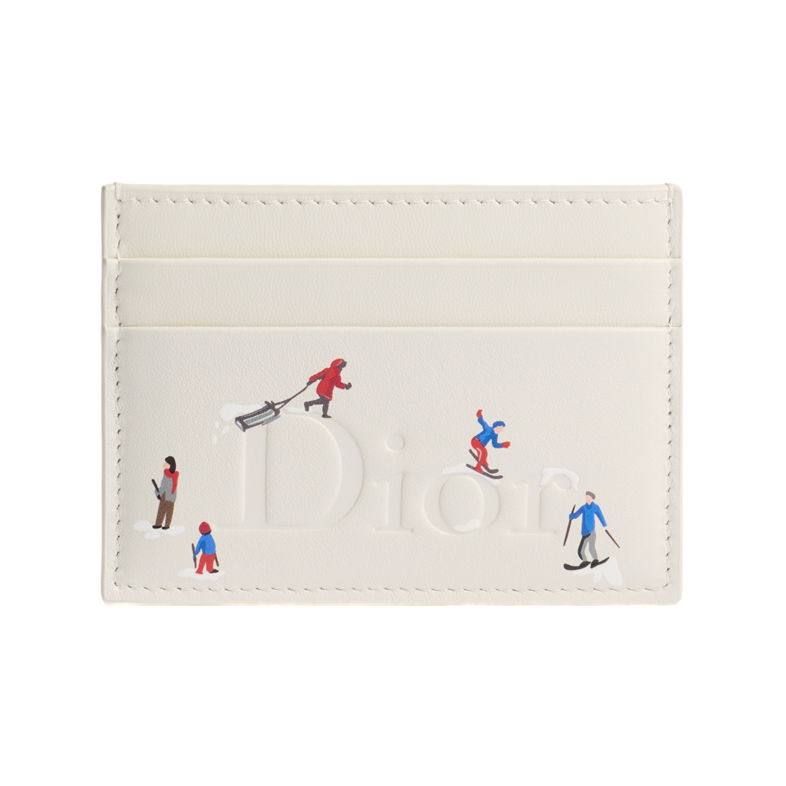 S2400ODTX-M61I Dior DiorAlps Freesia Card Holder Calfskin with Multicolor Dior d'Hiver Print Latte