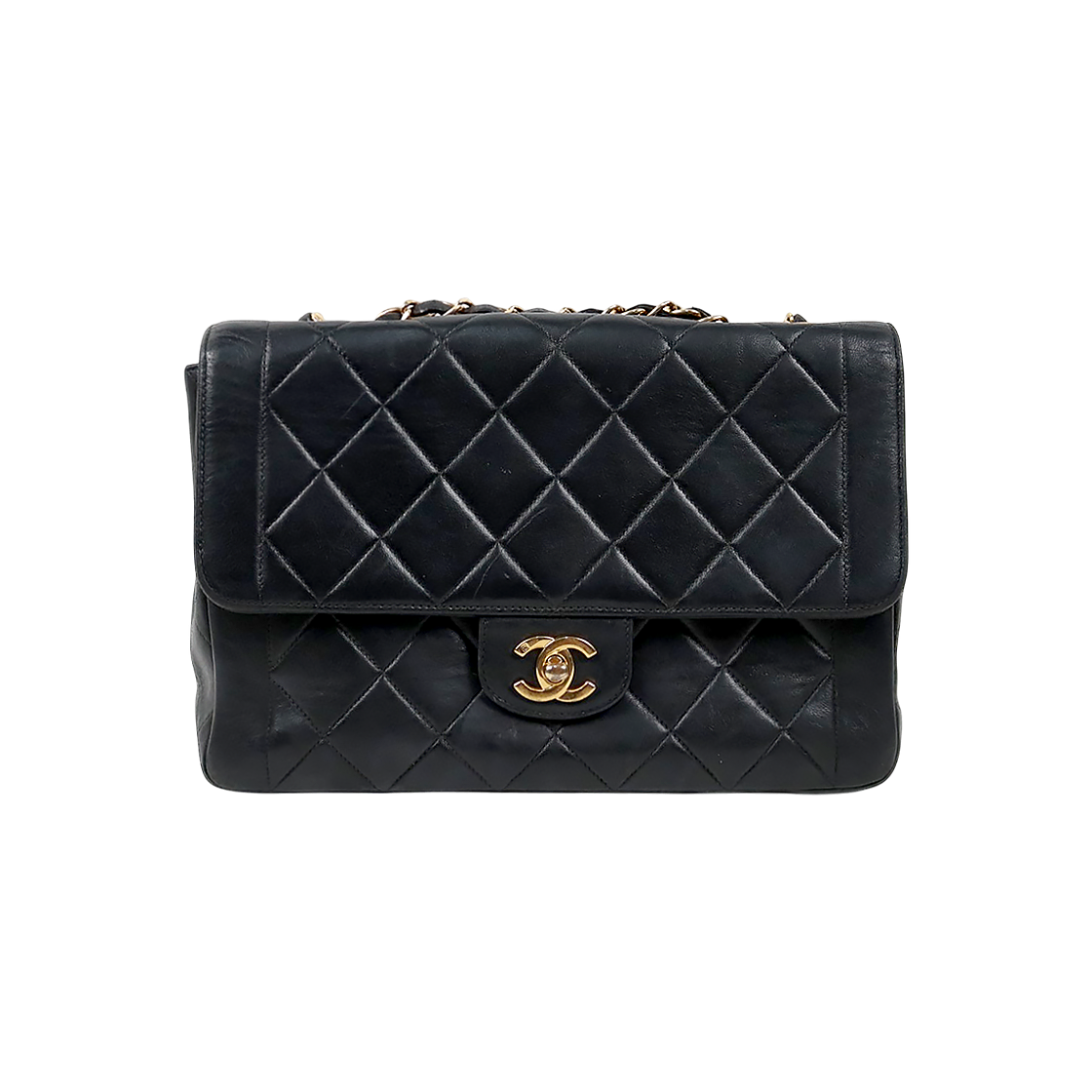 ITUEITUWIPAQ Chanel Black Leather Chain Vintage Season Bag