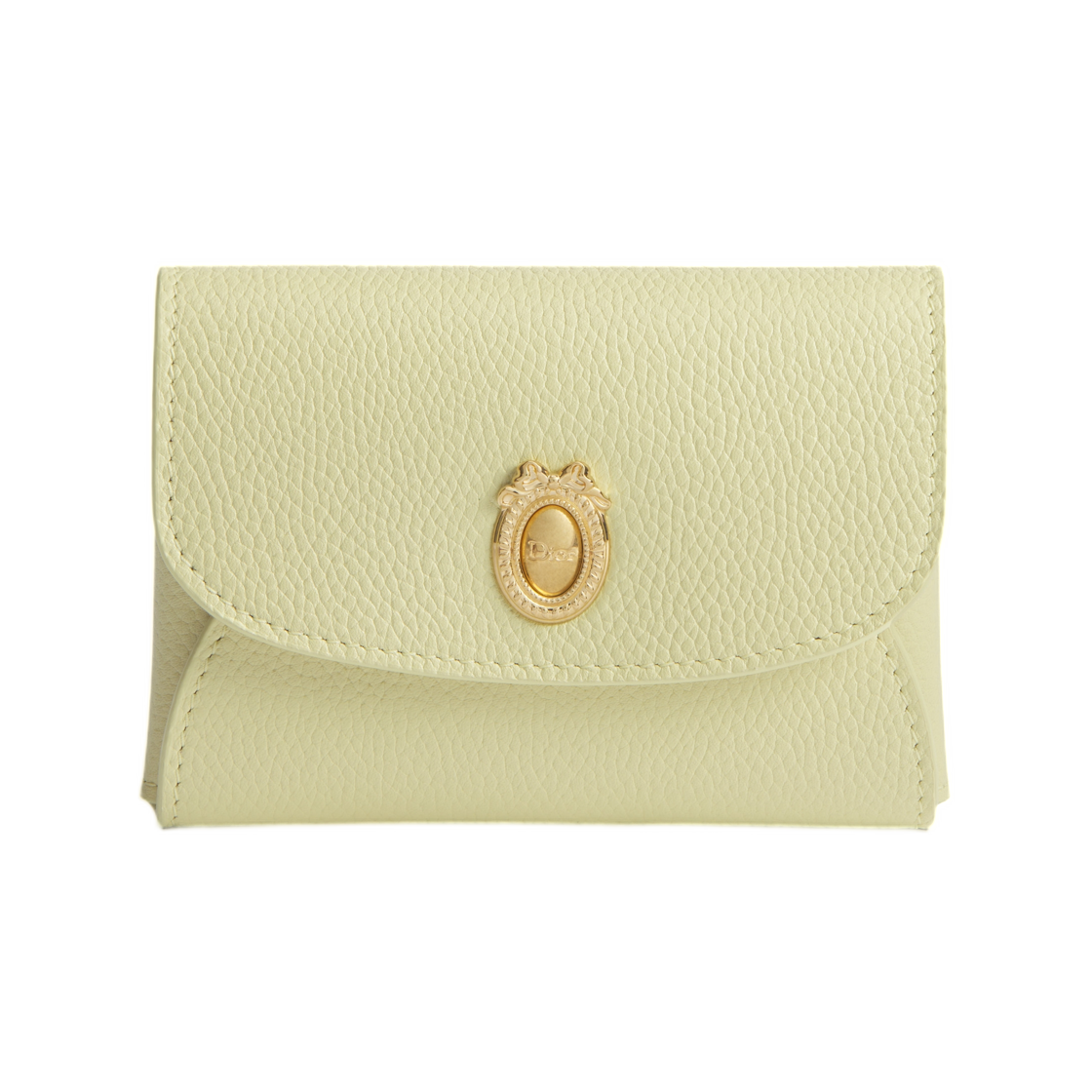 S2222QGME-M042 Dior Medaillon Daylily Card Holder Grained Calfskin Mimosa Craie