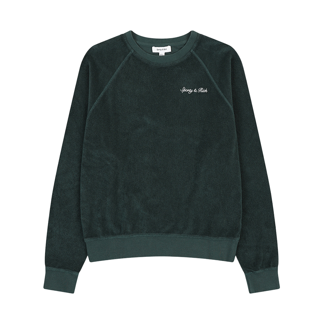 SRD5MT0021GN PEER Sporty & Rich Syracuse Terry Crewneck Forest Green