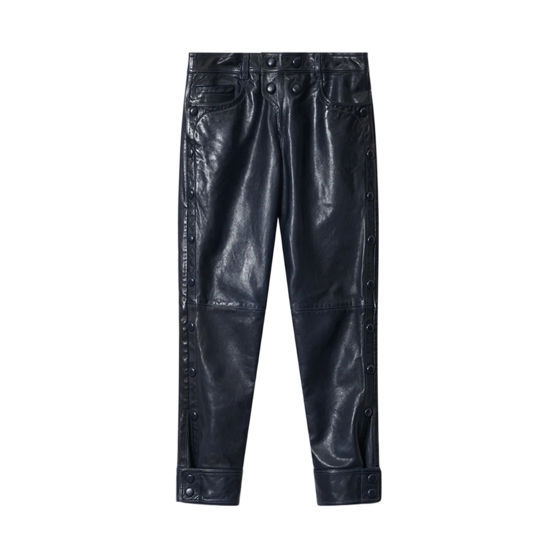 PA0811FA-D4B02I-30DN (W) Isabel Marant Rolinda Leather Pants Dark Navy