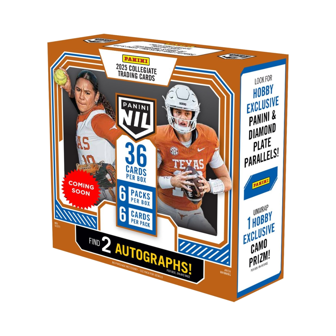 파니니 2025 유니버시티 오브 텍사스 NIL 트레이딩 카드 하비 박스 (6팩)(Panini 2025 University of Texas NIL Trading Card Hobby Box (Pack of 6)) - 1